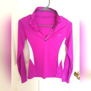 Women’s XS Champion Athletic Shirt 1/4 Zip Fitted Pink Long Sleeved Duo Dry Max